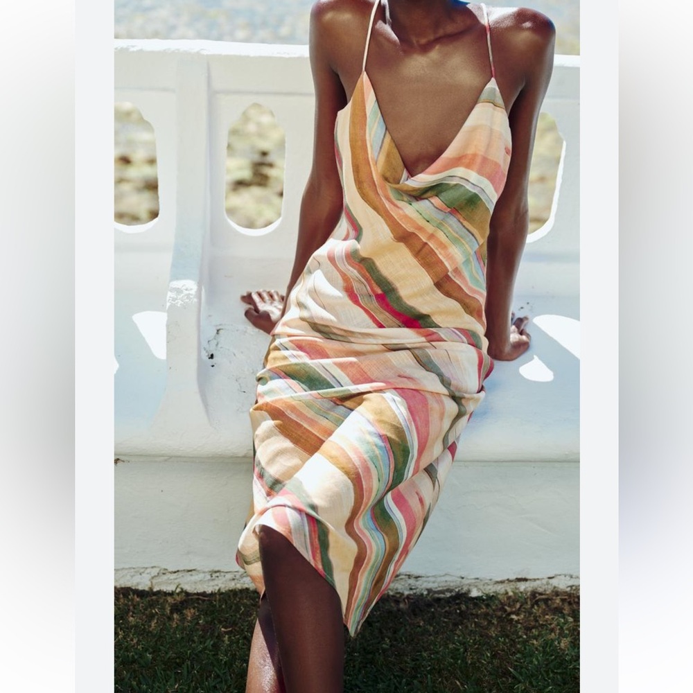 ZARA STRIPED SLIPDRESS